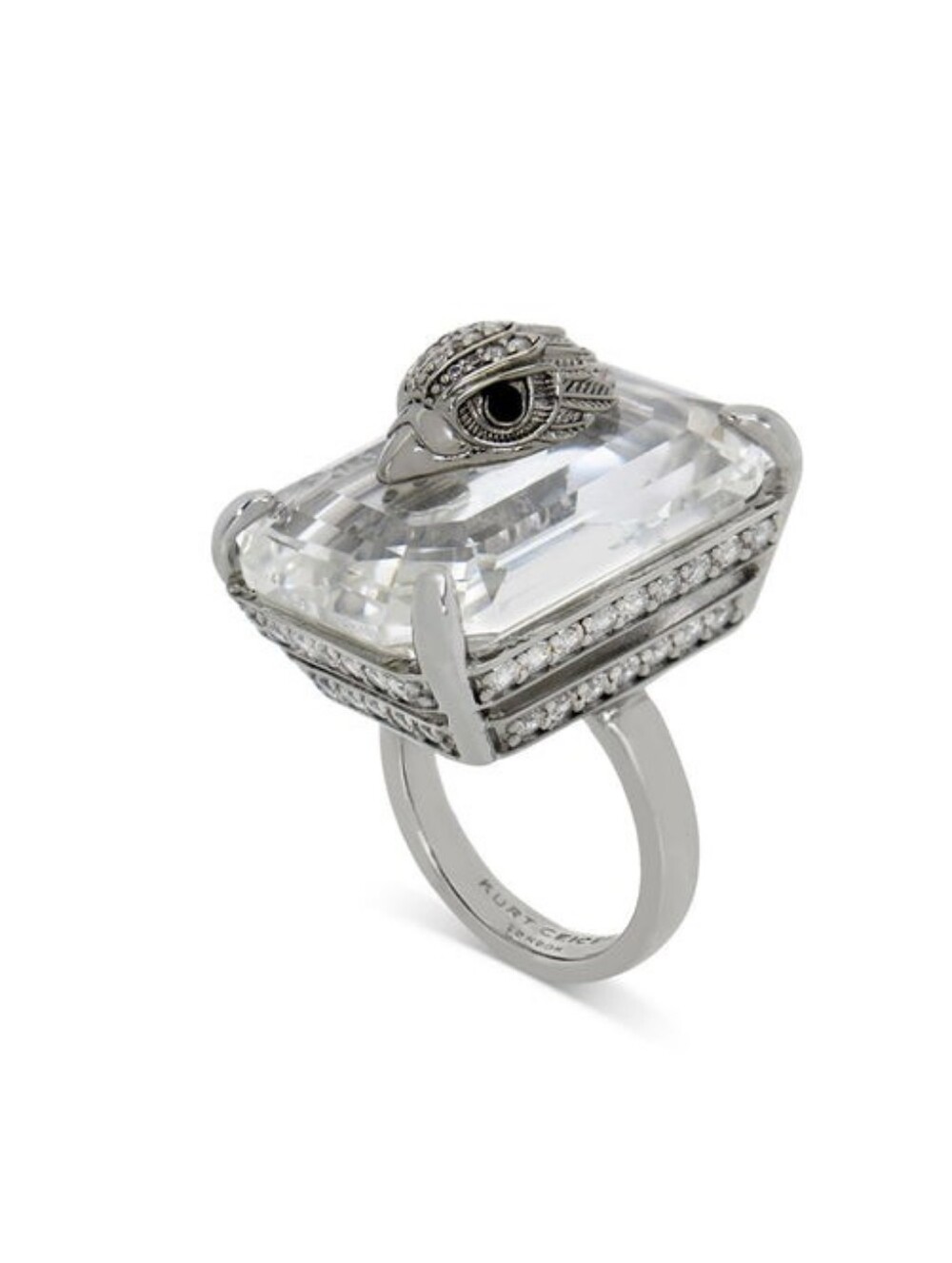Kurt Geiger Silver-Tone Clear Crystal Eagle Ring Sz 8